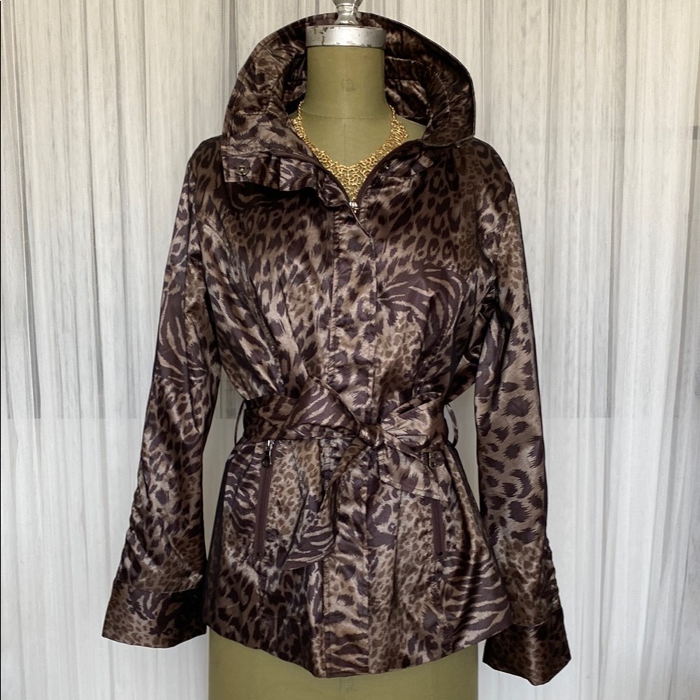 Elegant Animal Print Trench Coat